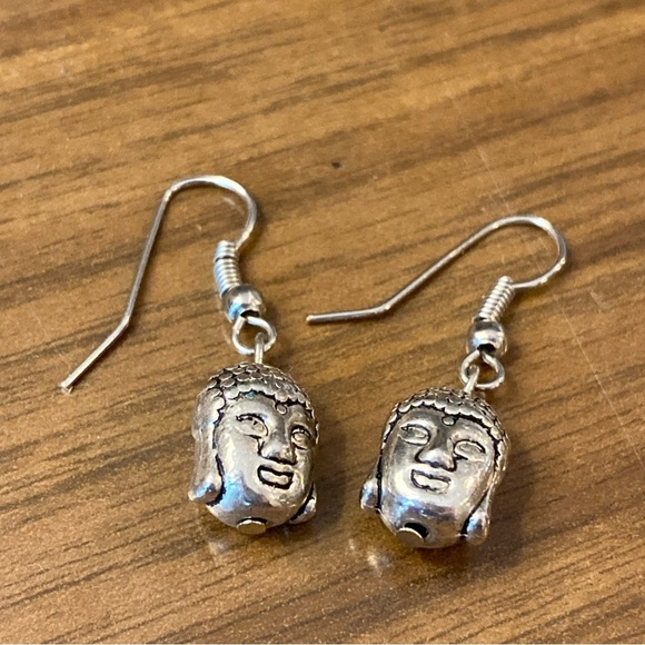 Sterling Silver Buddha Head Dangle 3D Earrings NEW - Picture 8 of 11